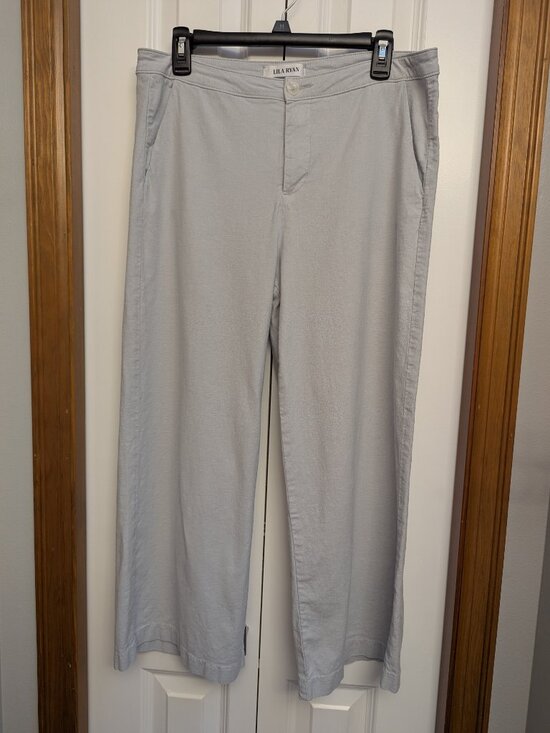 LILA RYAN Pants - Lila Ryan Andi Linen Blend Wide Leg Crop Pants - Light Grey Size 12